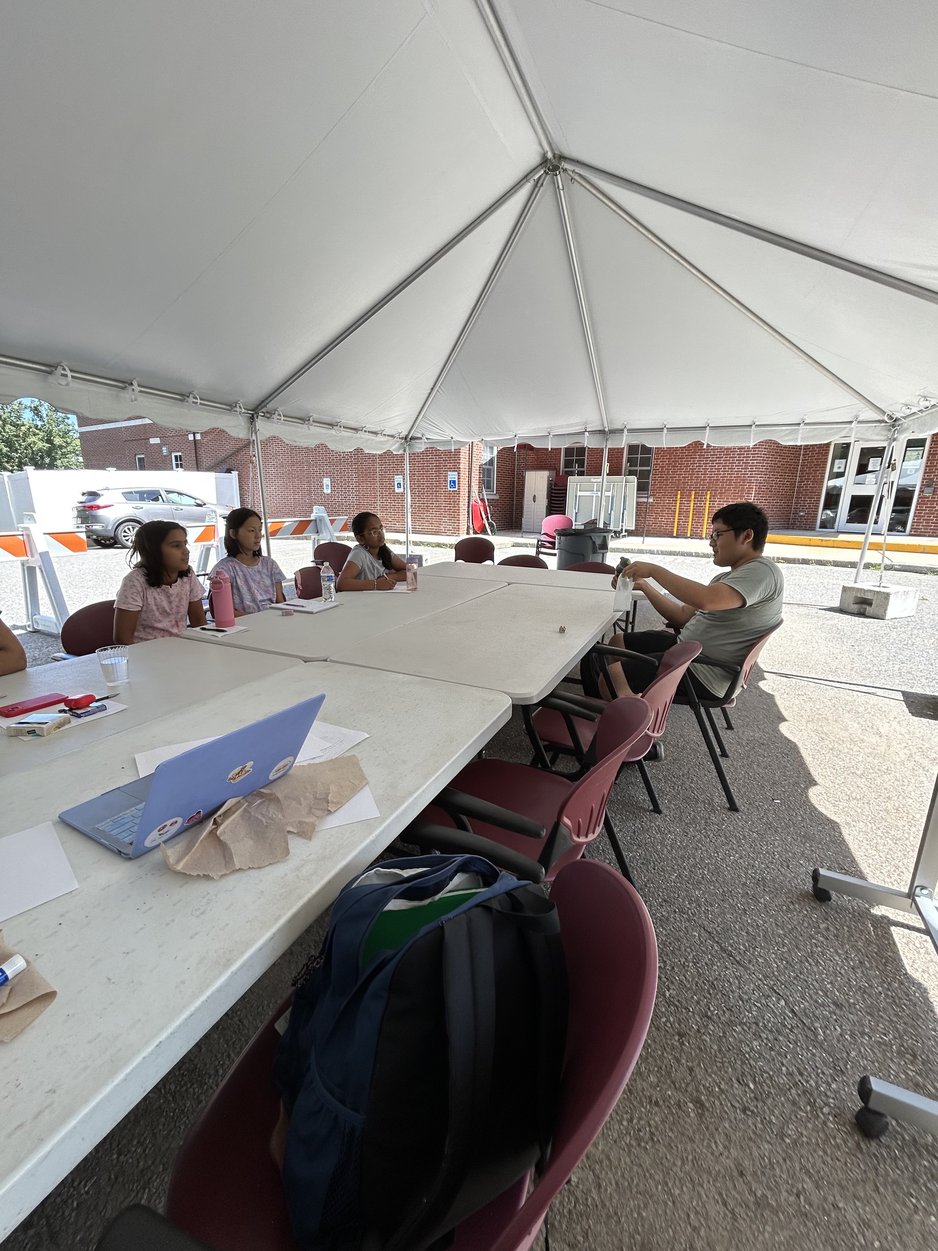 Students listen to a chemistry lecture for Science Outdoors